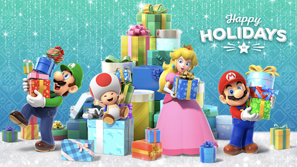 Super mario and firends with presents